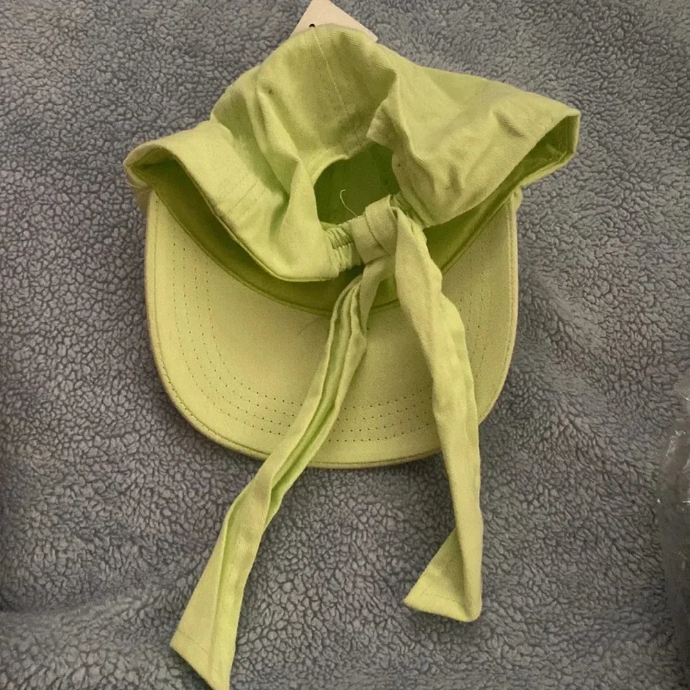 Pastel Green Cap Hat With Back Bow Tie